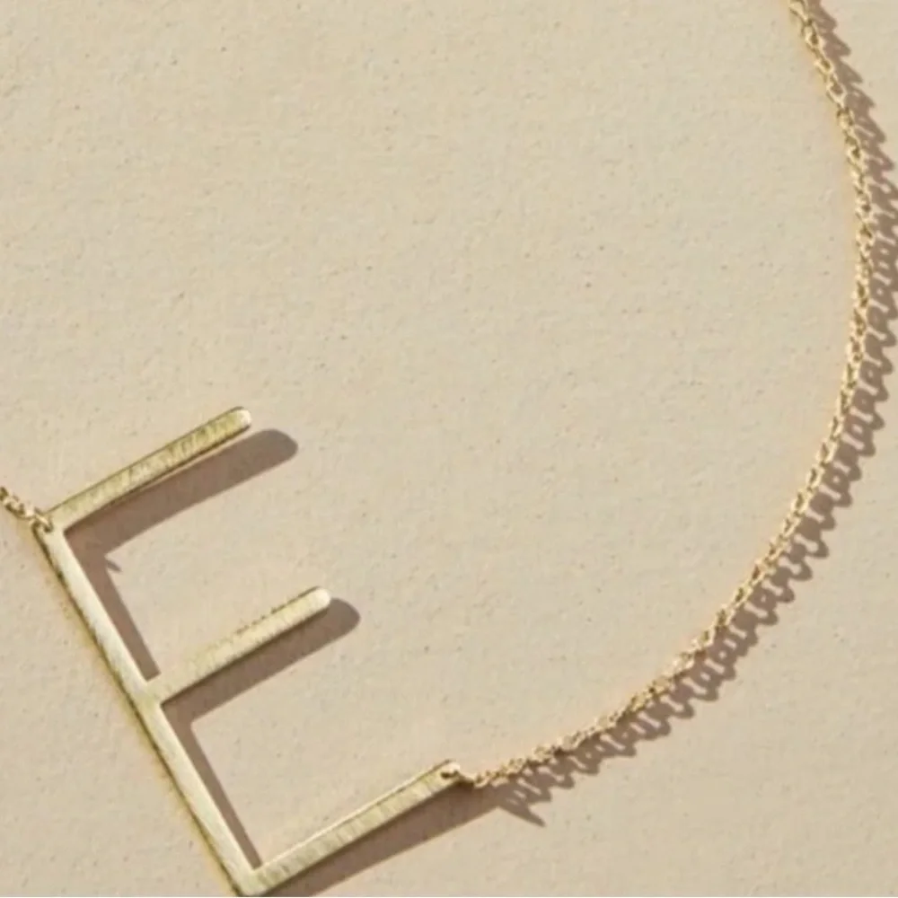 Anthropologie Gold Initial 'E' Necklace - Picture 2 of 7